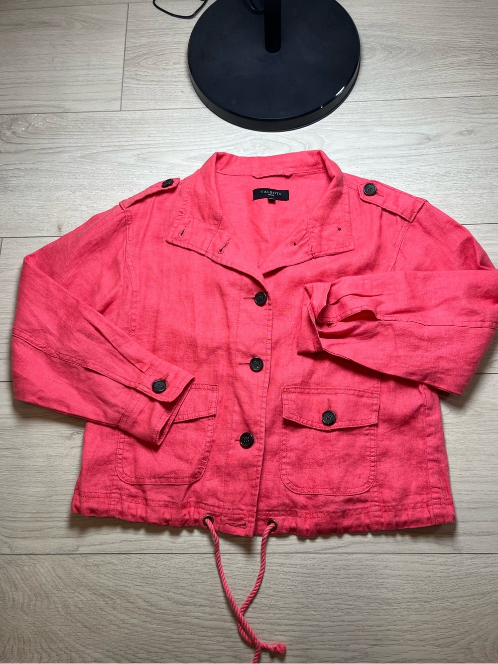 Talbots Coral Pink Linen-Blend Utility Jacket